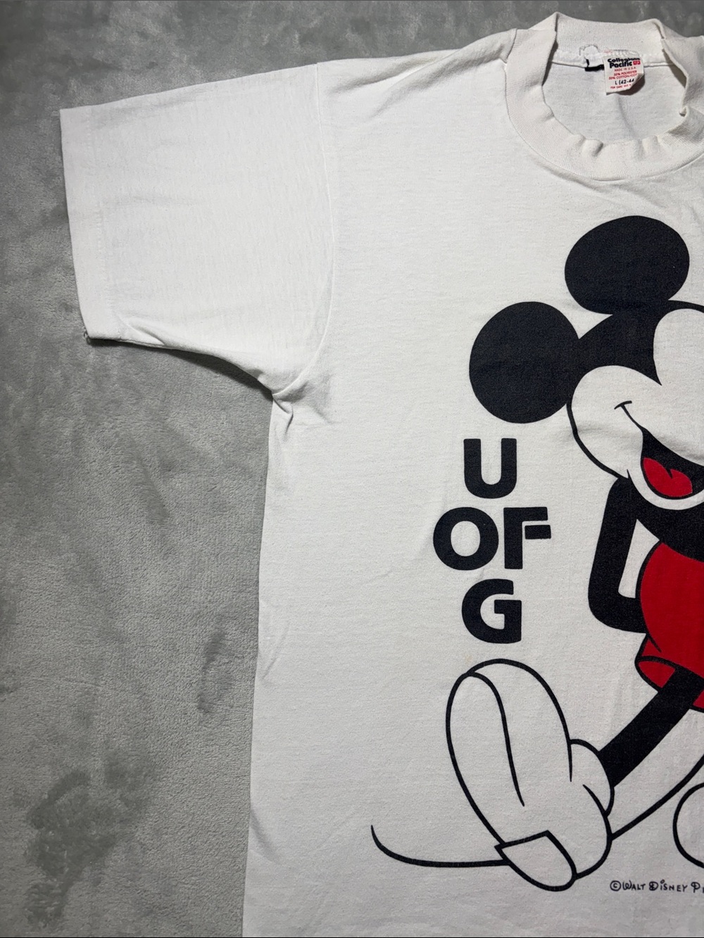 Vintage 80s Mickey Mouse U of G T Shirt Mens L Collegiate Pacific Disney USA - Picture 7 of 11
